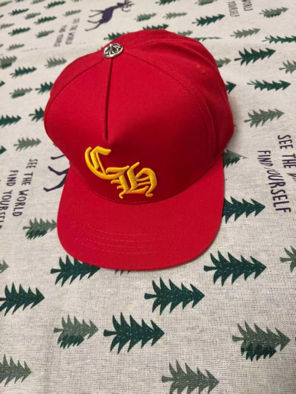 Chrome Hearts CH Logo Embroidered Baseball Cap, Red